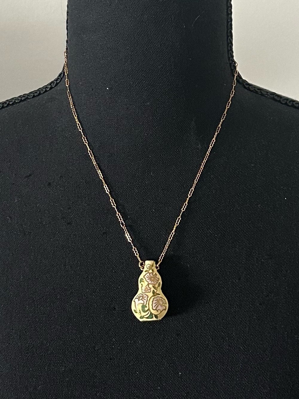 Vintage 12kt Gold Filled Genuine Cloisonné Scent Bottle Necklace